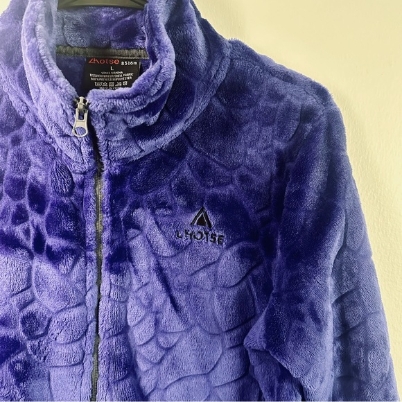 LHOSTE Vanina 8516m Purple Fleece Pebbled Full Zip Jacket Coat, Large - Picture 2 of 4